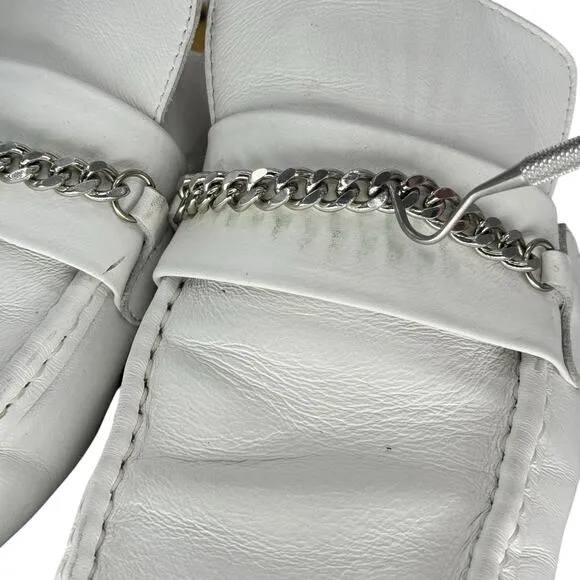 Tony Bianco Women's Chain Loafers 7 Square Toe White Cruise Relaxed Mule Classic