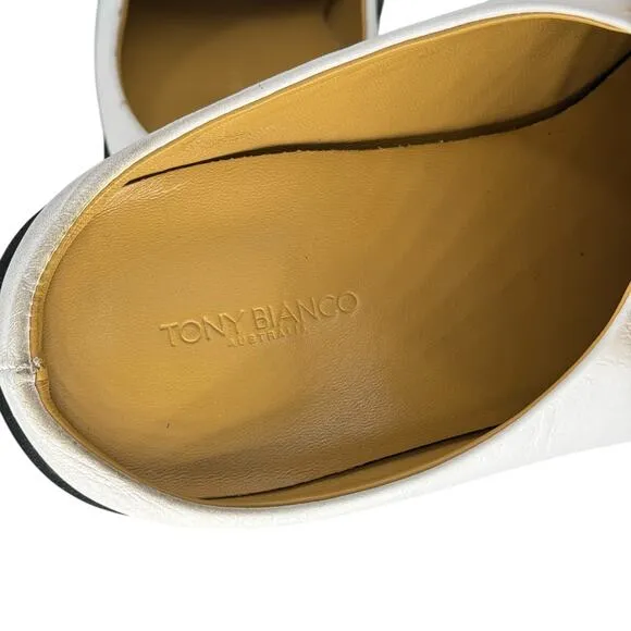 Tony Bianco Women's Chain Loafers 7 Square Toe White Cruise Relaxed Mule Classic