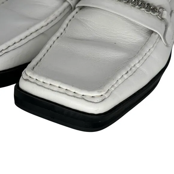 Tony Bianco Women's Chain Loafers 7 Square Toe White Cruise Relaxed Mule Classic