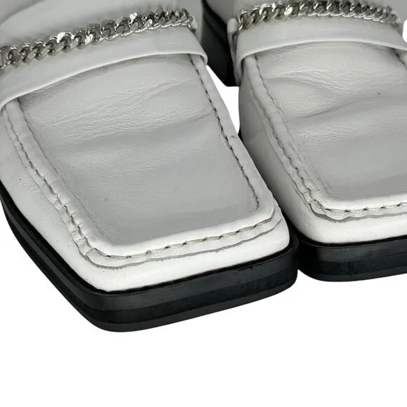 Tony Bianco Women's Chain Loafers 7 Square Toe White Cruise Relaxed Mule Classic