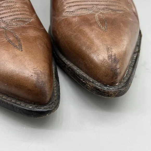 Tony Lama 1996 Western Boots Men's Size 9.5 D Brown Leather Cowboy Pull On Shoes