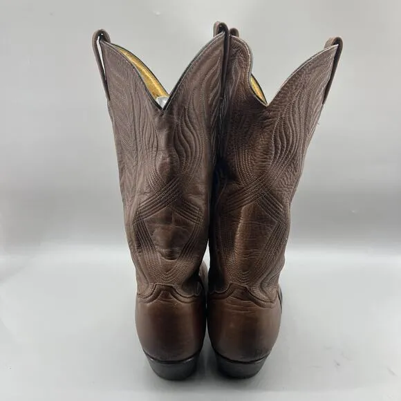 Tony Lama 1996 Western Boots Men's Size 9.5 D Brown Leather Cowboy Pull On Shoes