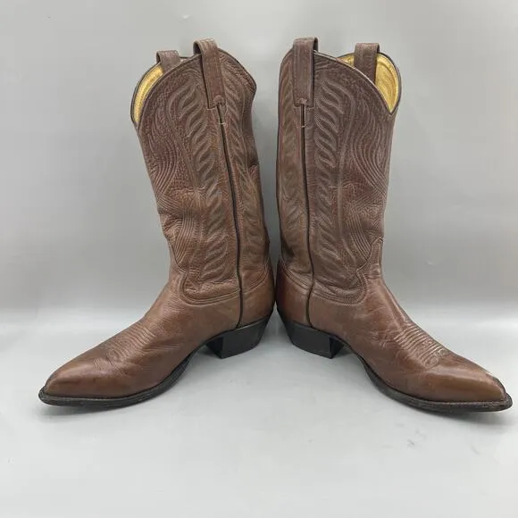 Tony Lama 1996 Western Boots Men's Size 9.5 D Brown Leather Cowboy Pull On Shoes
