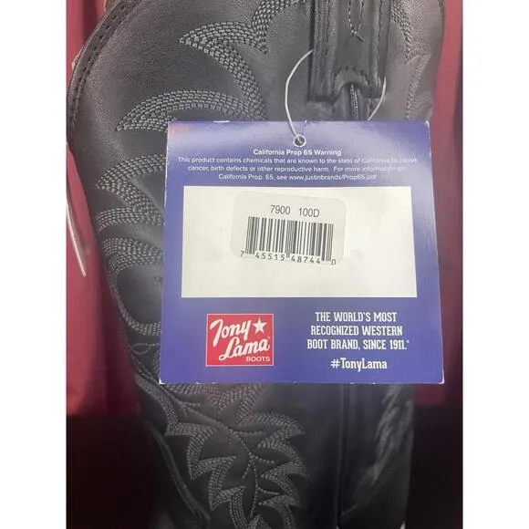 TONY LAMA 7900 MENS 10D SEGAR BLACK 12&quot; MEDIUM ROUND TOE WESTERN BOOT NWOB