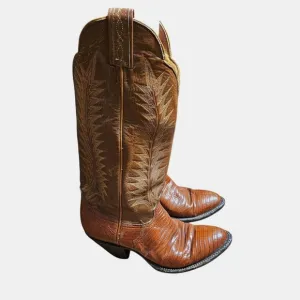 Tony Lama Black Label Cowboy Western Boots Mens Brown Leather Size 5B 8490