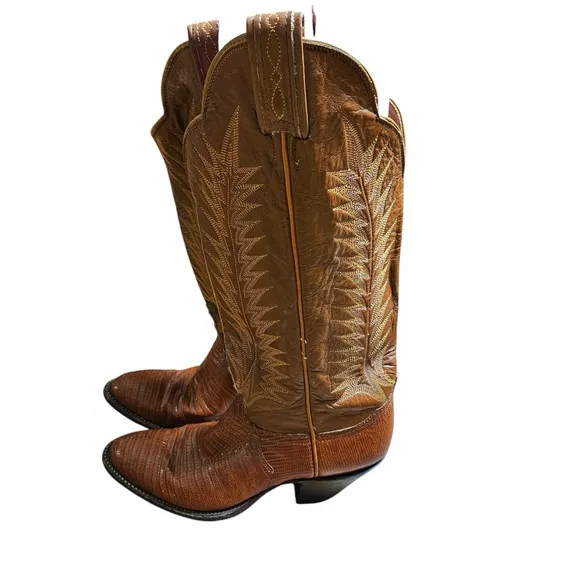 Tony Lama Black Label Cowboy Western Boots Mens Brown Leather Size 5B 8490