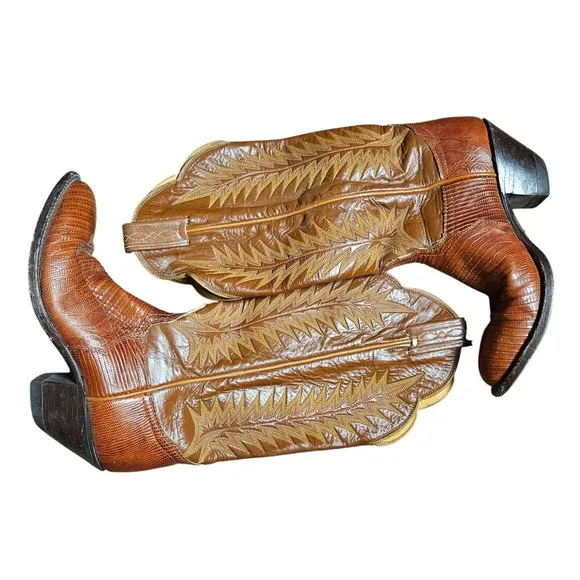 Tony Lama Black Label Cowboy Western Boots Mens Brown Leather Size 5B 8490