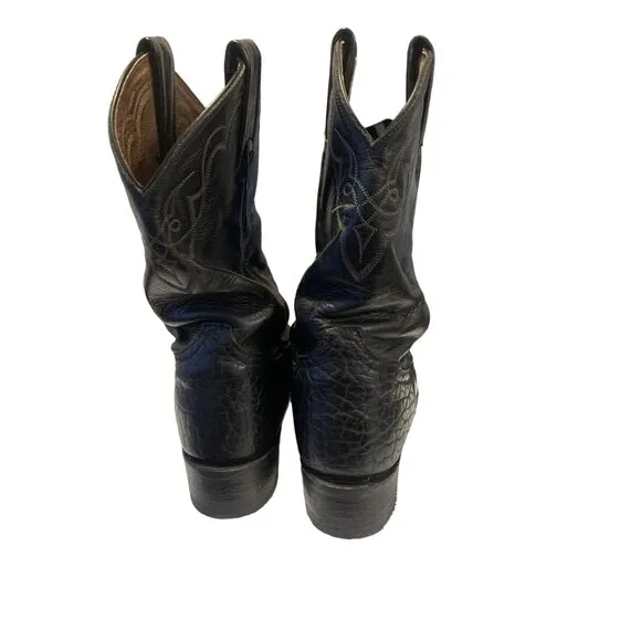 Tony Lama Black Leather Western Cowboy Boots Size 8.5 D