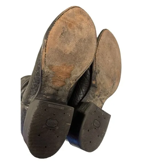 Tony Lama Black Leather Western Cowboy Boots Size 8.5 D