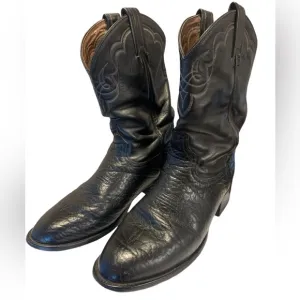 Tony Lama Black Leather Western Cowboy Boots Size 8.5 D