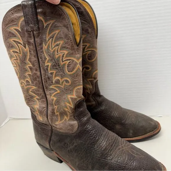 Tony Lama Brown Tan Leather Cowboy Boots Western Men’s 10 Kruass Classic