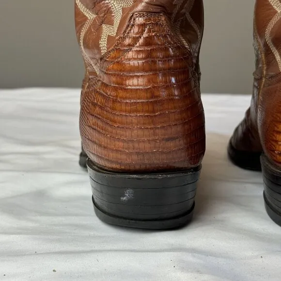 Tony Lama Lizard Leather Cowboy Boots Style 8025 Mens Western Embroidered 8.5D