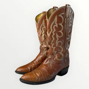 Tony Lama Lizard Leather Cowboy Boots Style 8025 Mens Western Embroidered 8.5D