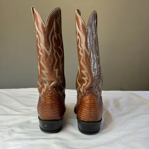 Tony Lama Lizard Leather Cowboy Boots Style 8025 Mens Western Embroidered 8.5D