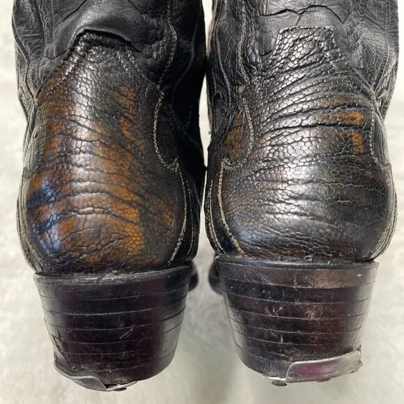 Tony Lama Men's Black Leather Point Toe Western Cowboy Boots Size 8 EE