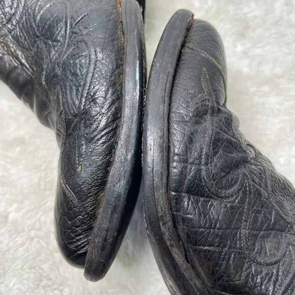 Tony Lama Men's Black Leather Point Toe Western Cowboy Boots Size 8 EE