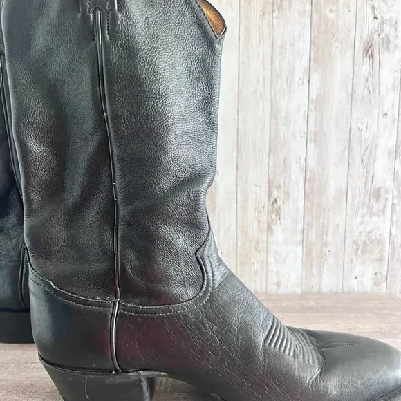 Tony Lama Men’s Black Leather Western Cowboy Boots