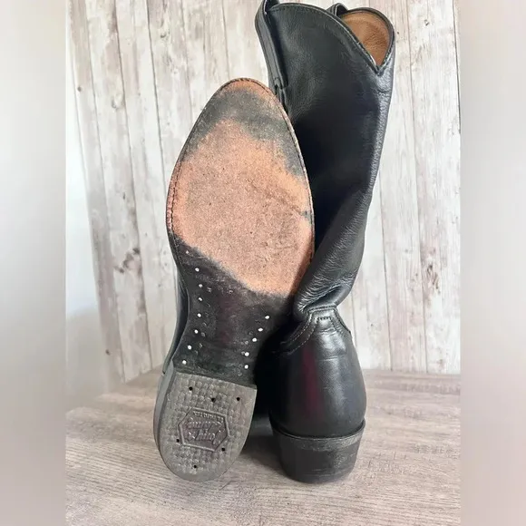 Tony Lama Men’s Black Leather Western Cowboy Boots