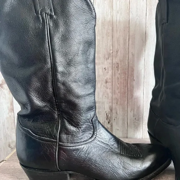 Tony Lama Men’s Black Leather Western Cowboy Boots