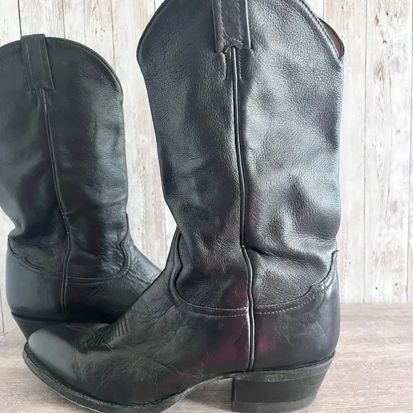 Tony Lama Men’s Black Leather Western Cowboy Boots