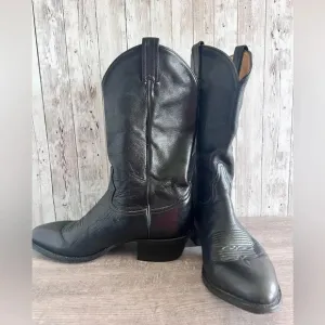 Tony Lama Men’s Black Leather Western Cowboy Boots