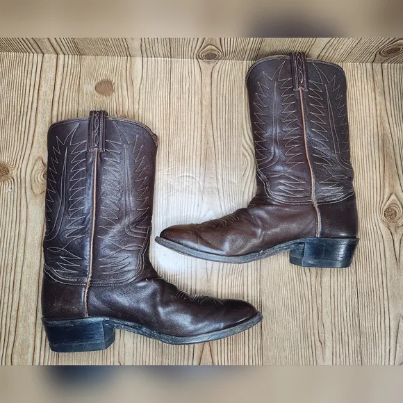Tony Lama Men's Brown Western Leather Cowboy‎ Boot Size 11