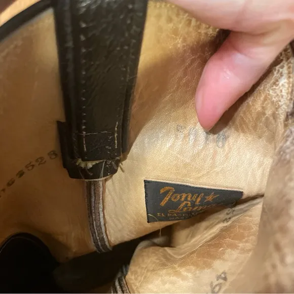 Tony‎ Lama Vintage Gold Label Classic Brown  Cowboy Boots Mens 8D
