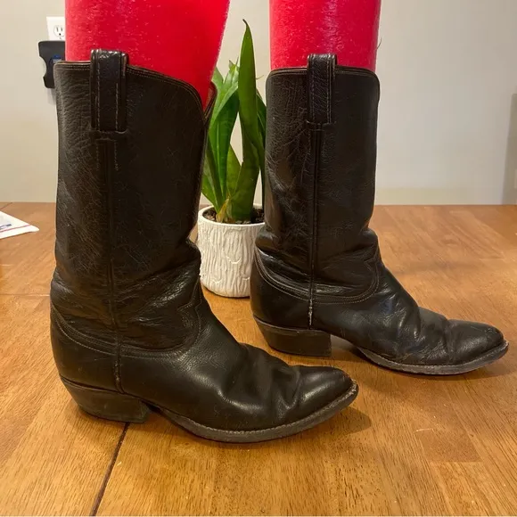 Tony‎ Lama Vintage Gold Label Classic Brown  Cowboy Boots Mens 8D