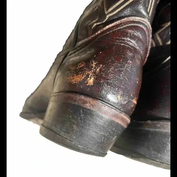 TONY LAMA USA 6283‎ VINTAGE BROWN LEATHER WESTERN COWBOY BOOTS 9.5 D