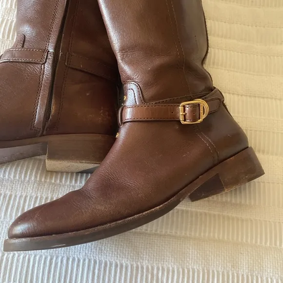 Tory Birch Brown Leather Riding Boots