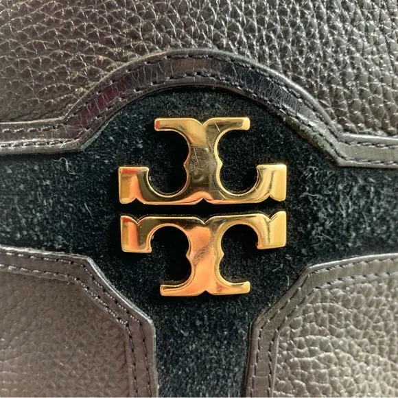 Tory Burch Alaina Leather Riding Boot Suede Trim 8.5