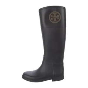 Tory Burch Authentic Logo Black Rainboots Size 8