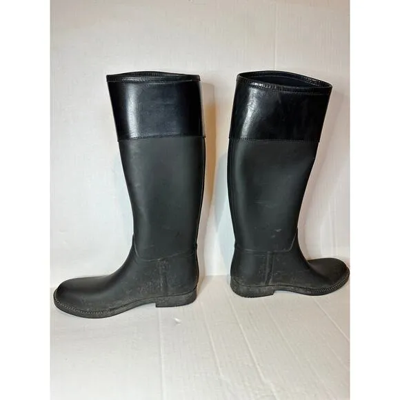 Tory Burch Authentic Logo Black Rainboots Size 8