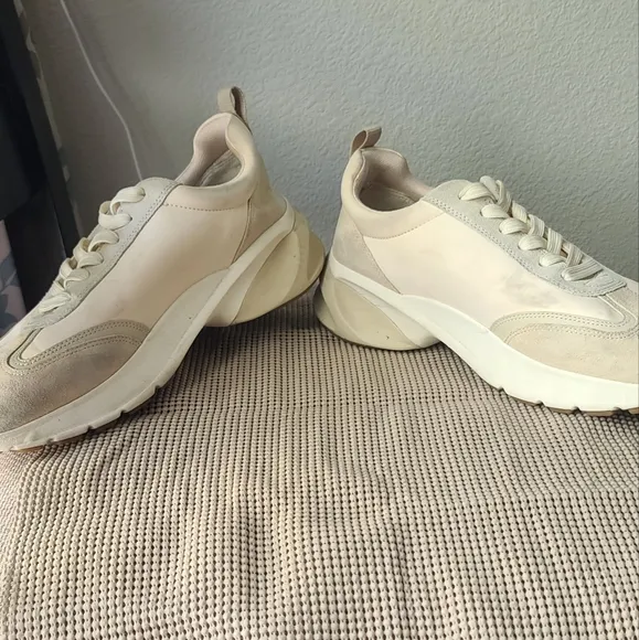 Tory Burch Beige Suede Leather Sneakers