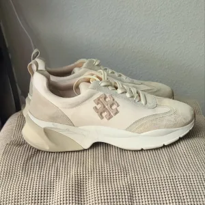 Tory Burch Beige Suede Leather Sneakers