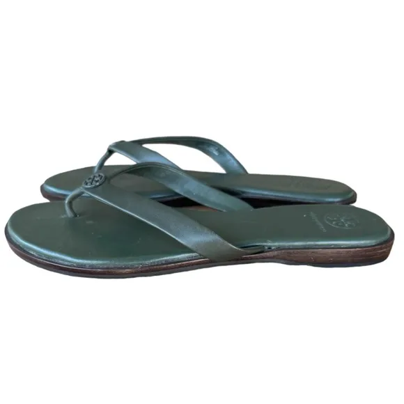 Tory Burch Benton Poblano (green) Calf Leather Women’s Thong Sandals Size 8