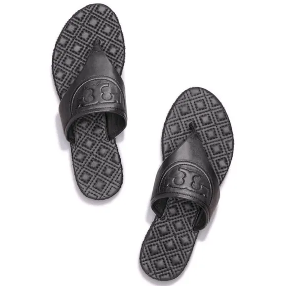 Tory Burch Black Fleming Flat Thong Sandal Sz 5.5