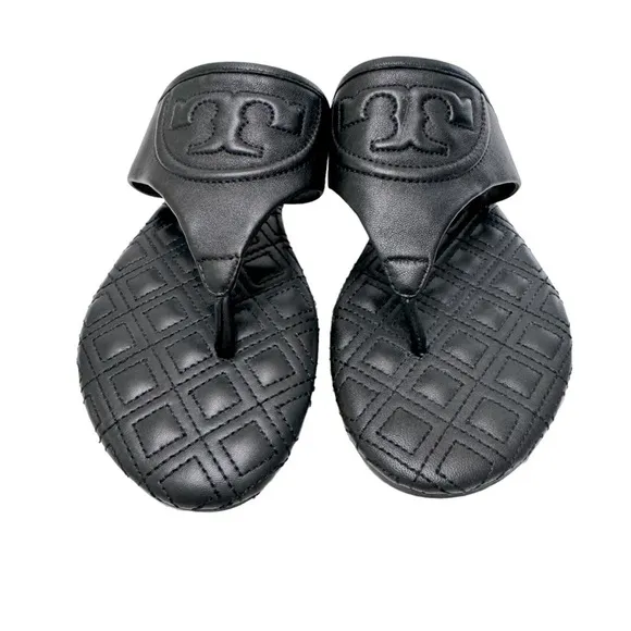 Tory Burch Black Fleming Flat Thong Sandal Sz 5.5