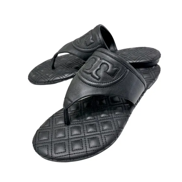 Tory Burch Black Fleming Flat Thong Sandal Sz 5.5