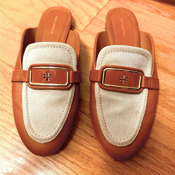 Tory Burch Brown and Cream Loafers, 7