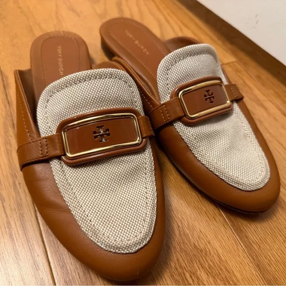 Tory Burch Brown and Cream Loafers, 7