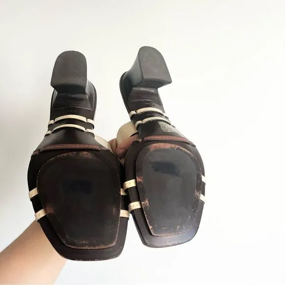 Tory Burch Brown Genuine Leather Heeled Sandals Size 8.5 M