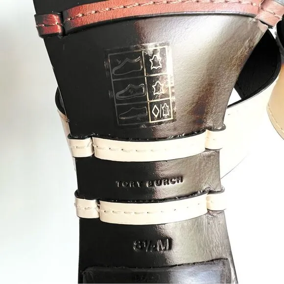 Tory Burch Brown Genuine Leather Heeled Sandals Size 8.5 M