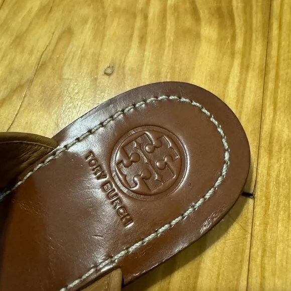 Tory Burch Cameron Thong Wedge Sandals Snakeskin-Embossed Women's Size US 5.5M