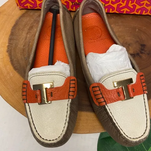 Tory Burch Casey Driver Tumbled Leather Loafers