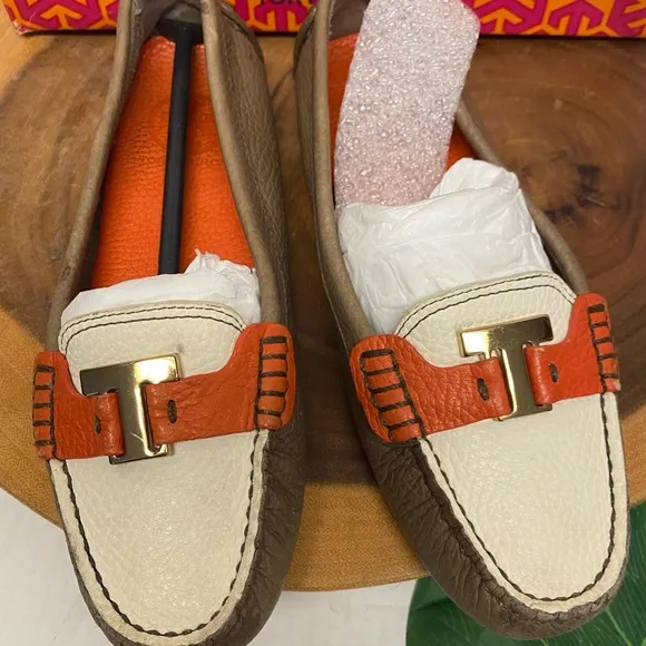 Tory Burch Casey Driver Tumbled Leather Loafers