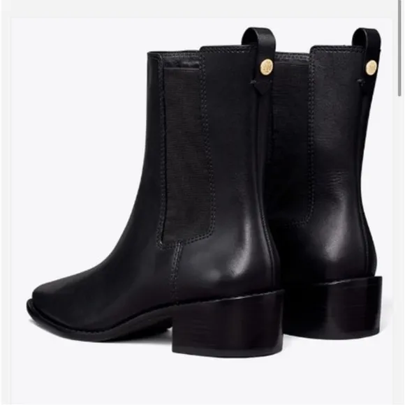 Tory Burch Chelsea Classic Ankle Boots/Dust Bag Black Nappa Leather 8.5 NWT
