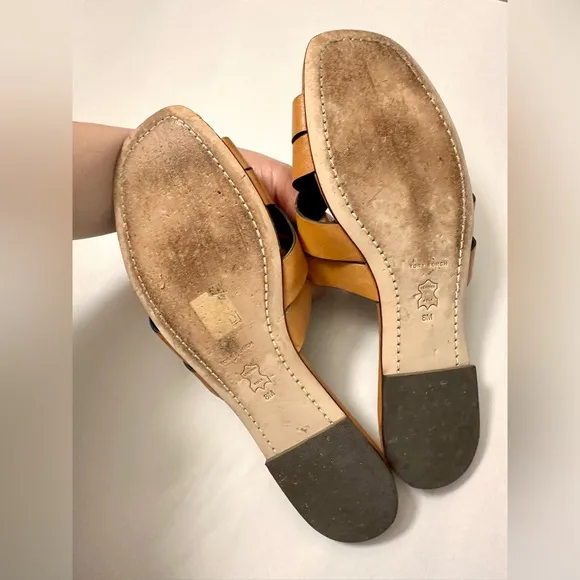 Tory Burch City Flat Slide Slip On Casual Sandals Women’s Size 8 M in Light Tan