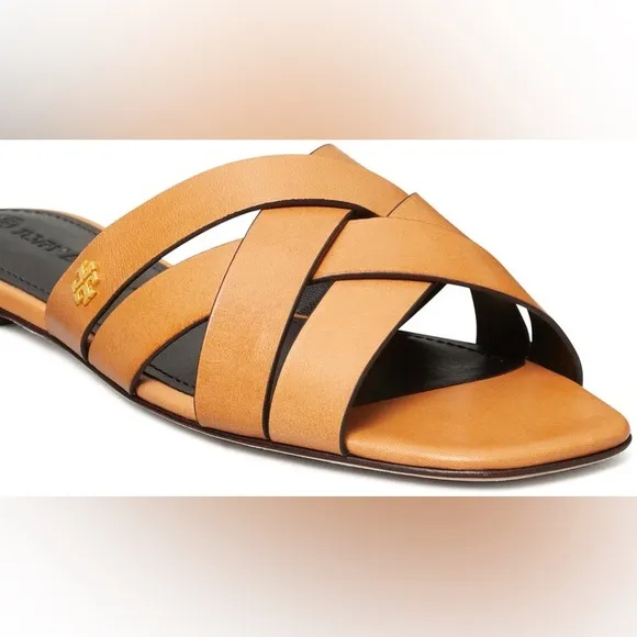 Tory Burch City Flat Slide Slip On Casual Sandals Women’s Size 8 M in Light Tan