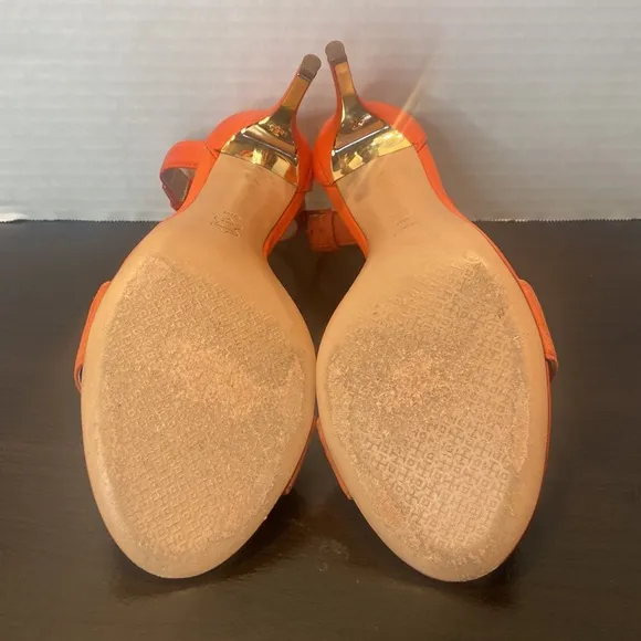 Tory Burch Classic Coral Suede Ankle Strap Heels Sandals Size 9